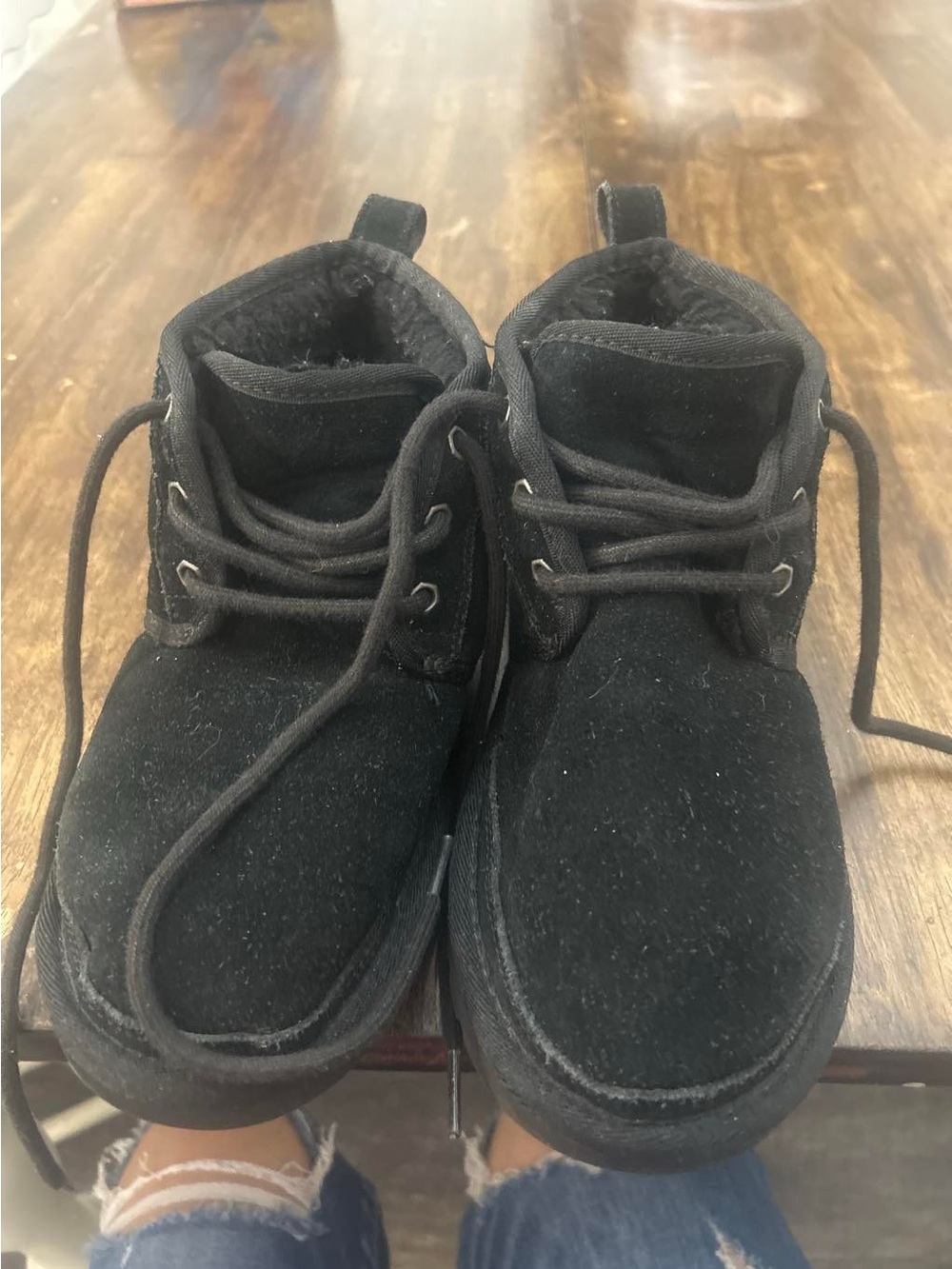 UGG Black Suede Lace-Up Ankle Booties
